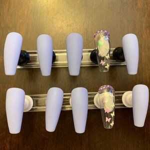 Lavender matte with butterflies Press on nails